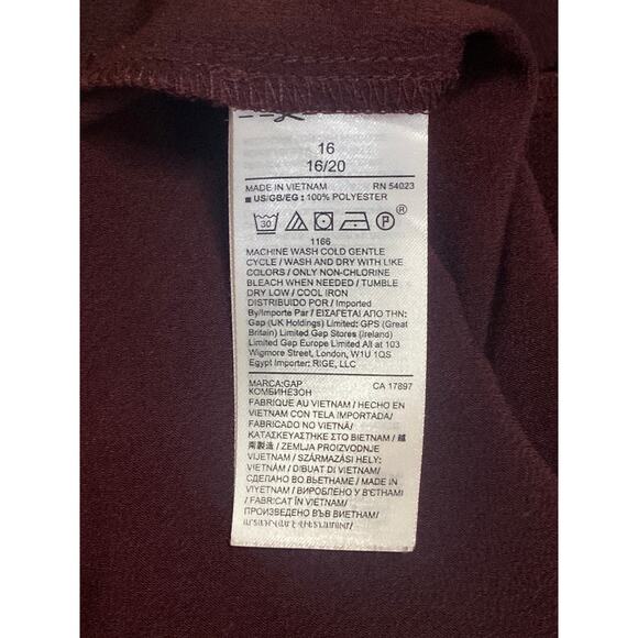 Gap Women's Brown V-neck Long Bell Sleeve V-neck Belted Tapered Jumpsuit Size 16 - Picture 6 of 6